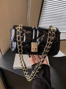Non-Mainstream Chain Shoulder Bag, Women's New Lightweight Luxury Niche High-End Commuter Square Bag - Black - View 5