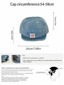 1 件软冠平檐帽，字母刺绣，复古百搭棒球帽，小脸遮阳帽，街头滑板帽，撞色嘻哈帽