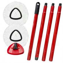 Express Delivery Spin Mop Replacement  For OCeda EasyWring Microfiber Spin Mops 2 Microfiber Mop Refills 4-Section 30-To-58 Inch Mop Replacement Stick And  Base Combo Set White( Tank System - Red - View 1