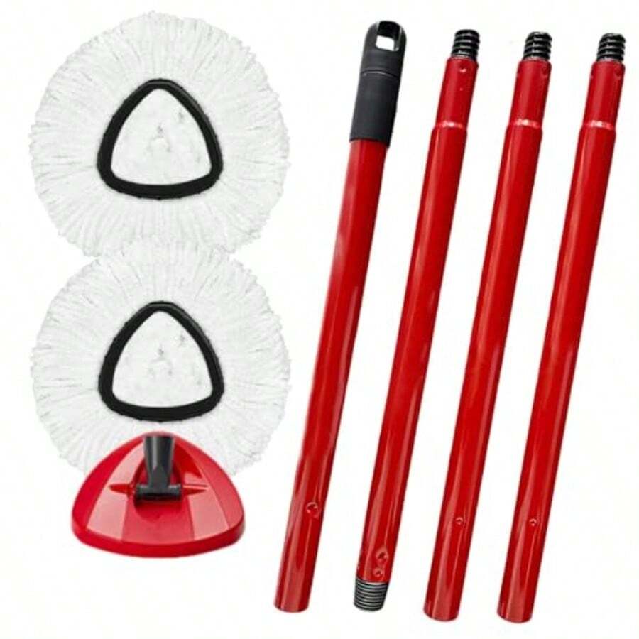 Express Delivery Spin Mop Replacement For OCeda EasyWring Microfiber Spin Mops 2 Microfiber Mop Refills 4-Section 30-To-58 Inch Mop Replacement Stick And Base Combo Set White( Tank System - Red - View 1
