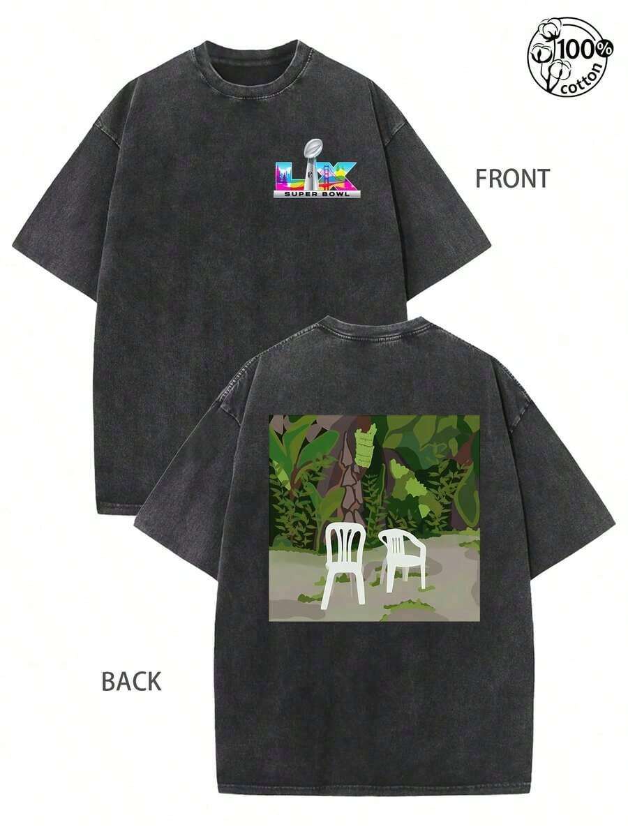 Rapper DeBi TiRAR MaS FOTOS DTMF Graphic, BadBunny Benito Bowl-Shirt, BadBunny Fans Need This-Shirt 2026 Benito Bowl,Retro Washed-Shirt Double Sided Printed (230 Cotton-Shirt),, Men Women Fashion-Shirt, Men's Casual, Essential Shirt FansUnisex Casual-Shirts - 黑色 - 查看 1
