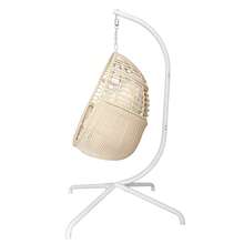 TWT Hanging Egg Swing Chair With Stand, Egg Chair For Indoor Outdoor, Wicker Rattan Basket With Cushion For Bedroom, Patio, Porch (Beige) - Light Pink - View 7