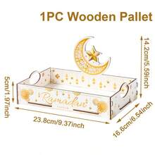 1 chiếc khay gỗ màu đen và vàng cho lễ hội Trăng non, hộp đựng đồ ăn nhẹ và đồ uống bằng gỗ cho tiệc sao, hộp đựng bánh ngọt và tráng miệng, lễ Eid Al-Fitr. - Nhiều màu - Xem 13