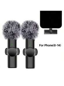 Wireless Lavalier Microphone, Compatible With IPhone And TypeC Interface, Mini Lavalier Microphone, 2.4G Ultra-Low Latency Noise Reduction Chip, 2.4G/3G/4G/5G Connection, Suitable For Live Streaming, Interviews, Song Recording, Video Podcasts And Content Creators, 50mAh Rechargeable Battery - Black - View 15
