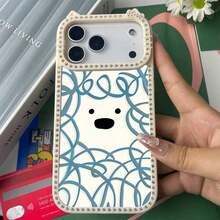 3-in-1 猫耳ダイヤモンドフォンケース、柔らかいらかく落下防止TPU、かわいいデザイン、 17、16、15、14、13 Plus、Pro、Max、Airと互換性があります。 QINGいラインのカートゥーンプリント、2-in-1の創造的ななデザイン、スタイリッシュで魅力的な。 お友達、恋人、または自分自身を分けるへのクリスマスプレゼント。 - ピンク - チェックする 1