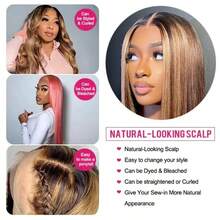 NATAN 180% 真发假发 - 13x4 隐形蕾丝前额，触感如真发！无需胶水，超透气（完美适用于女性，送礼佳品，日常佩戴亦可） - S4/27 - 查看 8