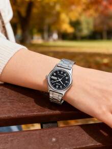Đồng hồ nữ Casio, dòng Casio Standard, dây đeo bằng thép không gỉ, chống nước đơn giản, máy quartz, dây đeo bằng thép không gỉ, đồng hồ nữ kiểu Hàn Quốc, mặt số màu đen. - màu đen - Xem 4