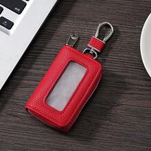 1pc Lychee Texture Zipper Unisex Key Pouch, Minimalist Large Capacity Multi-Function Waist Hanging Lock Bag - Multicolor - View 6