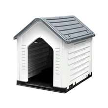 RED VELVET Casa Perro Casetas de Plástico Exteriores Resistente al Agua y Clima Fácil de Montar Jardín Patio y Exterior Gris Chica - Gris - Ver 1