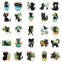 50pcs Creative Cartoon Hand-Drawn Plant & Cat Series Stickers, Suitable For Scrapbooking, Diaries, Laptops, Water Bottles, Cars, Etc. Faith-Based Design With Positive Messages, Great Gift - Multicolor - View 6