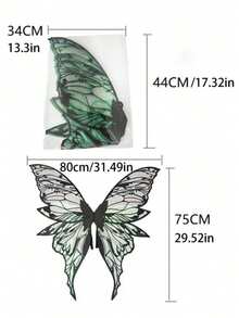 Plus Size 4-Leaf Foil Butterfly Wings/Wing Set, Shiny Transparent Butterfly Fairy Wings Adult Costume, Angel Wings For Women, Halloween Costume - Multicolor - View 6
