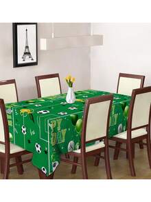 1件绿色足球主题一次性桌布，塑料材质，印有足球图案，适合运动主题生日派对用品、足球迷生日装饰。 - 綠色 - 查看 2