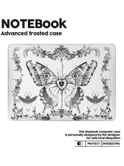 1 Piece, Black And White Butterfly Pattern | Frosted Acrylic Ultra-Thin Laptop Case | Compatible With Air13 2025/Pro16 M3 M2 | Fingerprint-Resistant, Shockproof, And Heat-Dissipating | An Essential Protective Case For Office And Study.