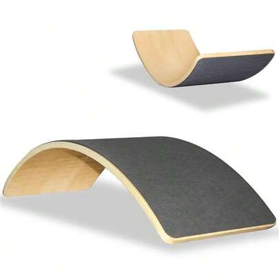 Wooden Balance Board, Montessori Wobble Board, Natural Wood Sensory Toy, Autism Friendly Indoor Outdoor Creative Curvy Seesaw For Balancing, Sliding, Playing, Yoga Fitness Board For Adult