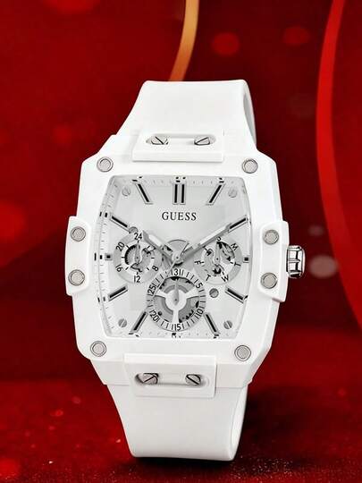 Guess Men's Watch GW0203G4 Hollow Multifunctional Quartz Watch, Yellow Silicone Strap Paired With Black Barrel-Shaped Dial, Casual And Versatile, Suitable For Daily Street And Sports Wear, A Fashionable Gift For Men And Boyfriends