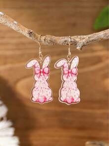 1 Pair Of Acrylic Easter Cute Rabbit, Egg And Chicken Earrings, Suitable For Ladies To Wear At Holiday Parties And As Holiday Gifts - Multicolor 2 - View 3