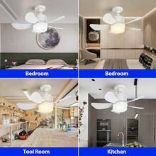 1pc Ceiling Fan With Light And Remote Control, Minimalist 5-Blade Round White Design, E27 Socket Compatible Noiseless Dimmable LED Light, Suitable For Bedroom, Kitchen, Living Room, Balcony Small Bulb/Ceiling Fan - 彩色 - 查看 11