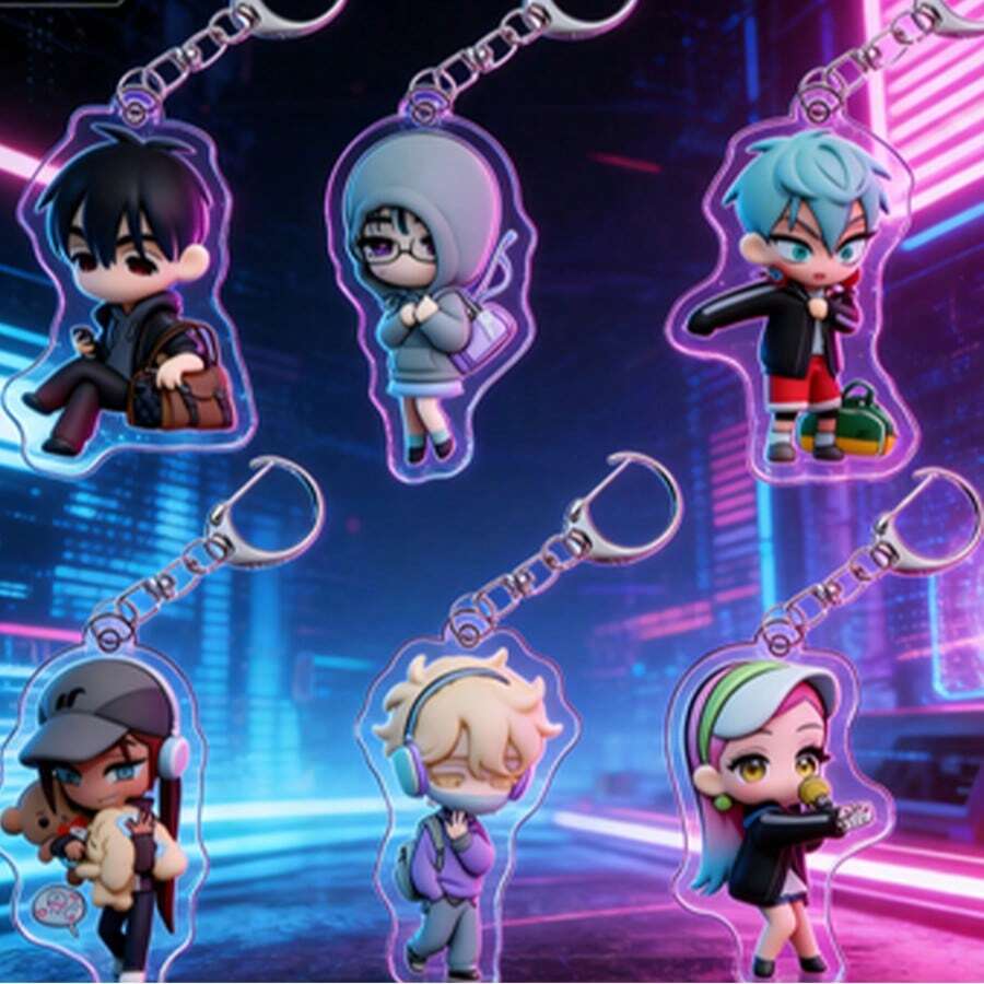 Acrylic Double-Sided Keychain With Anime/Manga Character Design, Anime Merchandise Decorative Pendant, Anime Figure/Statue/Model, Perfect Gift For Fans, Holiday/Birthday/Christmas Gift - Multicolor - View 1