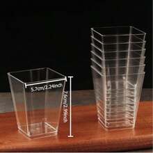 派对用品杯，透明杯，甜点杯，方形蛋糕杯，布丁杯，慕斯杯，适用于派对、生日、订婚、婚礼、情人节、圣诞节、感恩节等场合。 - 透明 - 查看 2