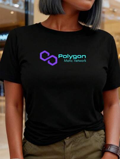 POLYGON MATIC Krypto Dezentrale Finanz Blockchain Token T-Shirt Damen T-Shirt Grafik T-Shirts Crop Tops Outfits Tops T-Shirt KCNP