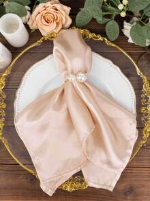 12pcs Silver Napkin Rings Set - Faux Pearl Buckle Napkin Holders, Suitable For Valentine's Day, Family Gatherings, Dinners And Weddings Decoration (Includes 2 Silver Faux Pearl) - White Pearl - View 2