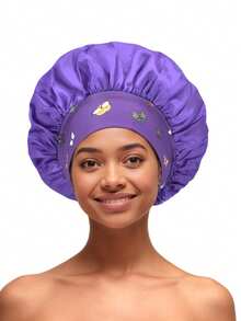 1 pieza Gorro para dormir, gorro de satén de seda extra para que duerman las mujeres con cinta de amarre para cabello rizado, gorro grande para trenzas - Multicolor 1 pieza - Ver 25