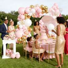 Pink And White Balloon Arch Kit, 106PCS Pink And Gold Balloon Garland Pastal Pink White Gold Confetti Balloons For Girls Birthday Baby Shower Wedding Bridal Shower Party Decorations - 粉紅色 白色 - 查看 6