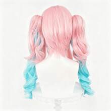 Cosplay Wig Long Curly Pink Blue Anime Ponytail Wig With Bangs 18.9'' Light Pink Lolita Pigtails Game Wigs For Women Party Halloween - Coral Pink - View 2