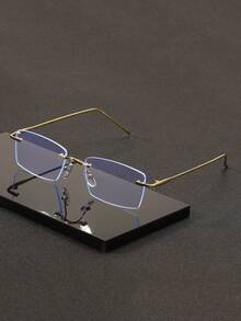 1 Pair Retro Frameless Metal Business Fashion Men's Clear Lens Glasses - Multicolor - View 1