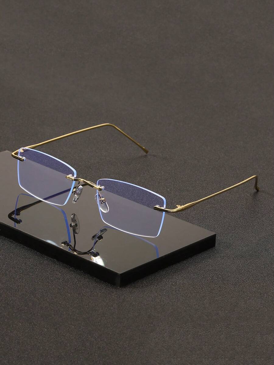 1 Pair Retro Frameless Metal Business Fashion Men's Clear Lens Glasses - Multicolor - View 1