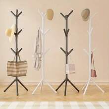 Modern Minimalist White Floor Coat Rack - Single Rod, Hat/Accessory Storage, Space-Saving Bedroom Organizer - 1 - Xem 5