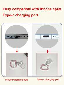 SANRIO Diamond Kitty Phone Charm With Charging Port Dust Plug, Universal For Apple & Type-C Phones - Multicolor - View 6