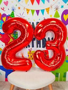 1件 40英吋紅色數字氣球，適用於生日、儀式、週年紀念、派對裝飾、迎新派對、拍照拍攝、家庭聚會、單身女派對、戶外網紅攝影裝飾 - 紅色 - 查看 5