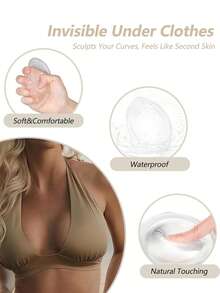 Reusable Silicone Breast Pads Push Up Inserts - Invisible Bust Enhancer Padding, Waterproof & Self-Adhesive For Bathing Suits, Bras, Deep Necklines - Multicolor - View 5