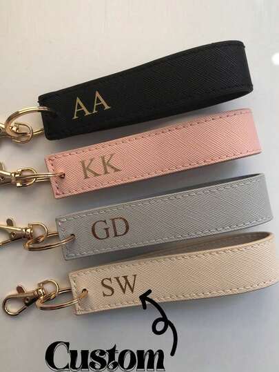 1 Peça Chaveiro Personalizado com Letra Inicial, Cordão de Couro com Ferragem Dourada, Acessório Personalizado com Abreviação de Nome, Adequado para Bolsas/Chaves de Carro, Presente Ideal para Aniversário/Dia dos Namorados