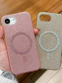 新款时尚磁吸渐变闪粉手机壳，兼容 11/12/13/14/15/16/17 Pro/Pro Max，创意个性化防摔保护套 - 粉色 - 查看 2