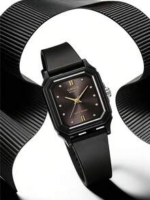 Casio 卡西欧女士方形腕表，时尚简约设计，经典模拟表盘带日期显示，石英机芯。这款女士腕表融合了日韩风格。黑色表盘。型号：LQ-142-1ADF。新年和圣诞节礼物之选。 - 黑色 - 查看 4