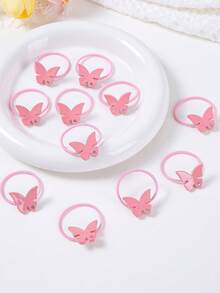Bộ 10 chiếc dây buộc tóc nhỏ bằng thun hình bướm đính đá màu hồng bóng bẩy tối giản dành cho bé gái, kiểu dáng công chúa dễ thương, đa năng, nhẹ nhàng với tóc, phù hợp sử dụng hàng ngày. - Xem 3