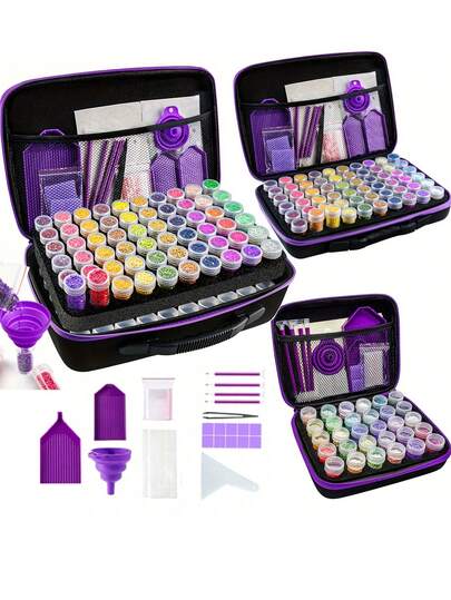 30/60/120/240 Slots DIY Diamond Painting Storage Box, Upgraded Canvas Organizer, Includes Accessories, Shock-Proof Beads & Art Supplies Storage Box, Portable Jewelry Box, Includes Tools, Multi-Functional Craft & Sewing Supplies Set, Plastic Material