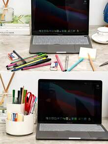 360°旋转笔筒，三隔层设计，大容量旋转笔筒桌面收纳盒，适用于办公室、学校、美术用品