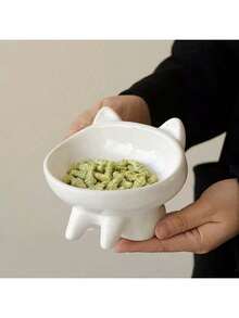 1 Piece Cat Food Bowl Ceramic Dog Bowl Cat Food Bowl Cat Bowl Rice Bowl Large Caliber Water Bowl Beveled Bowl - 120ml - View 3