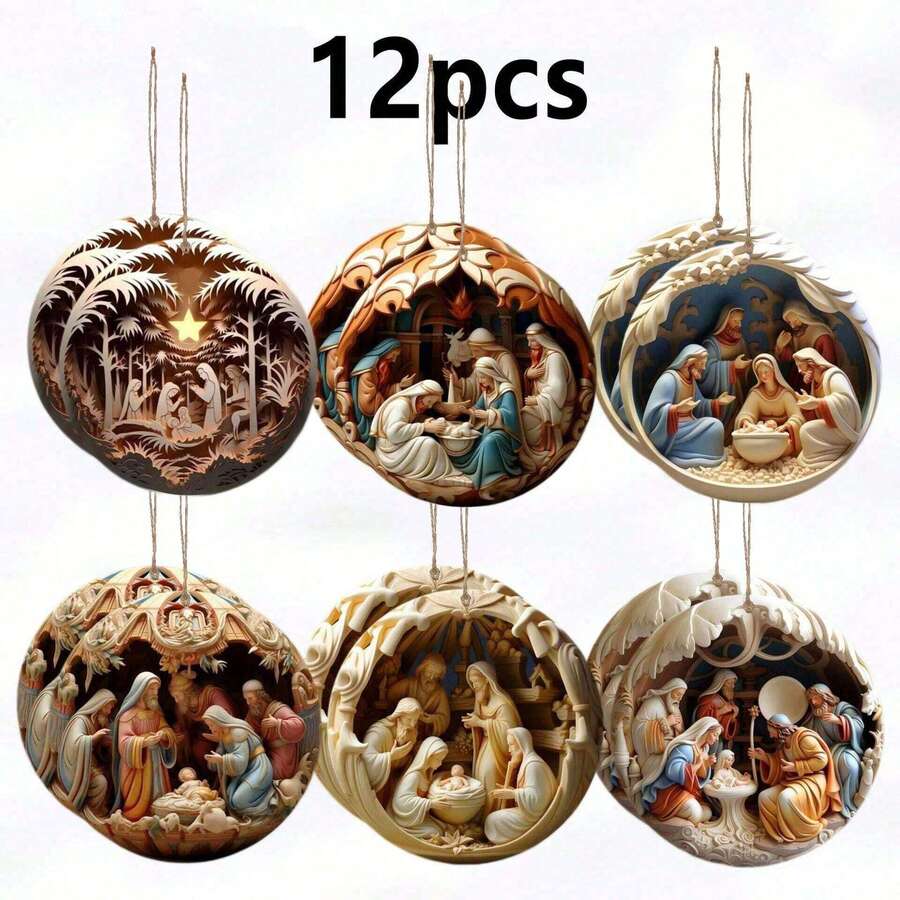 12 Piece Wooden Nativity Scene Decoration Set - Perfect For Home, Holiday Decoration, Holiday Gifts