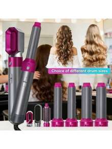 Hatteker 5IN1 Hot Air Styler Upgraded Strong Suction Multi-Functional Hair Dryer With Five-In-One Head Changer For Straight Curling Iron 30MM 40MM Attachments Ion Technology Holiday Gifts - Grey - View 2