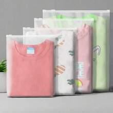 5pcs Underwear, Pants, Socks, Clothing Packaging Bags, Frosted Zipper Bags, Pe Plastic Storage Self-Sealing Bags, Sealed Bags, Zipper Type