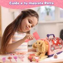 NEW KIOVINO Juguetes de Perro Robot Set Perro de Peluche Electrónico Que Camina y Ladra Cuidado de Mascotas Playset Grooming Toy Pretend Play Regalos para Niñas de 3 4 5 6 8 años de Edad - como en la foto - Ver 5
