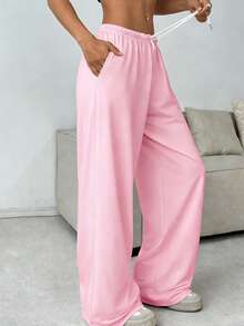 女士时尚运动裤，适合跑步、健身、户外旅行、日常穿着，透气针织面料，直筒裤型，四季皆宜，粉色春季款 - 粉色 - 查看 7