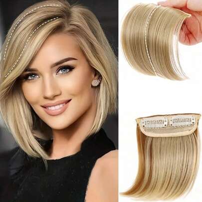 Parrucca con inserti per capelli da 4 pollici, monoblocco, con 2 molletta, invisibile e senza cuciture, di taglia piccola, per compensare la perdita di capelli