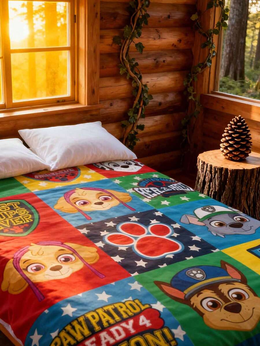 Paw Patrol 汪汪队立大功卡通小狗夏季降温毯，轻薄透气，单人床或双人床适用。可机洗。 - 彩色 - 查看 1