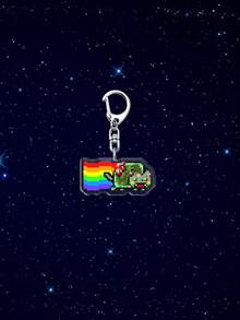 1pc Acrylic Rainbow Cat Keychain, Kawaii Cat Keychain, Cute Cartoon Bag Pendant,Dogecoin, Zombies, Ponies, American Flag Rainbow Bag Charm Exquisite Small Gift, Christmas Gift - Multicolor - View 7