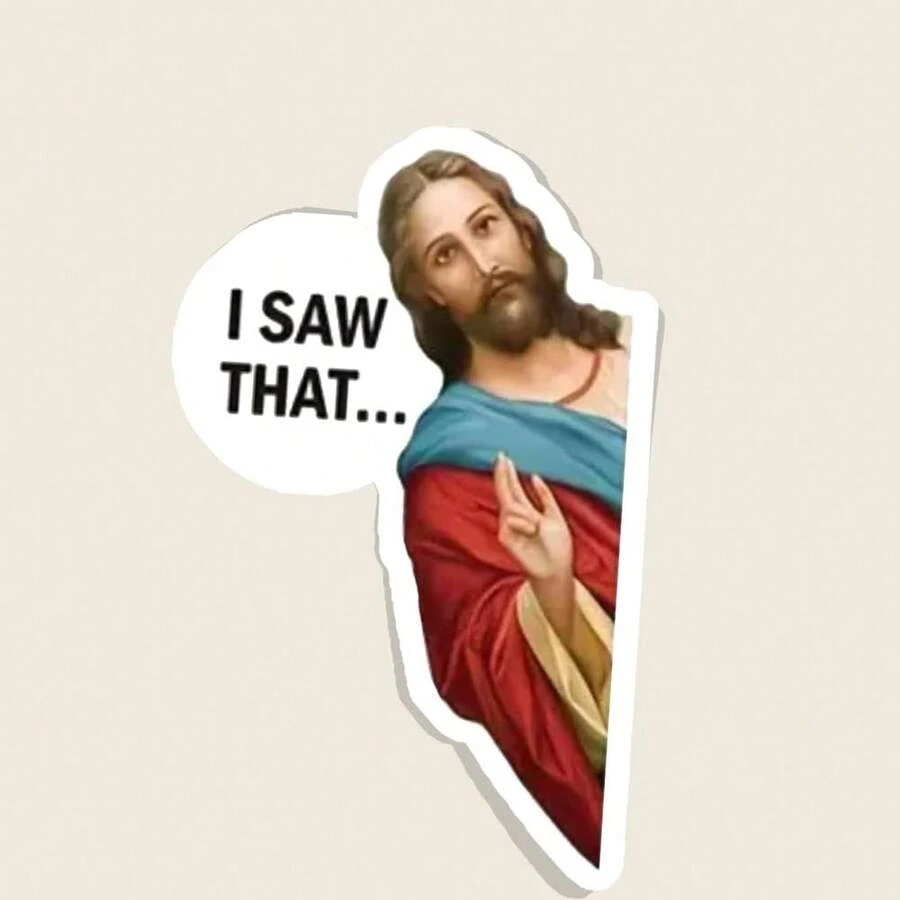 1pc Cartoon Jesus Face Palm Matte Stickers - "Oh My God, That'S Not What I Said" - Anime Themed Luggage, Windows, Laptops, Diaries, Cell Phones, Bumpers, Helmets Stickers - Multicolor - View 1